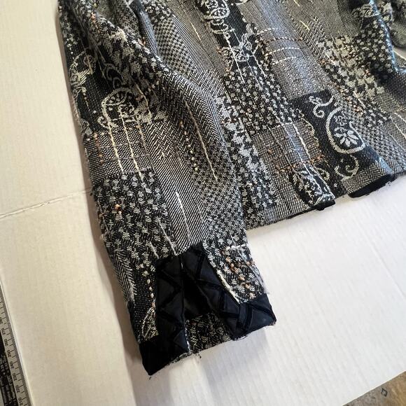 Coldwater Creek Womens Tweed Jacket Black Plaid Patch Size PS - Picture 2 of 13